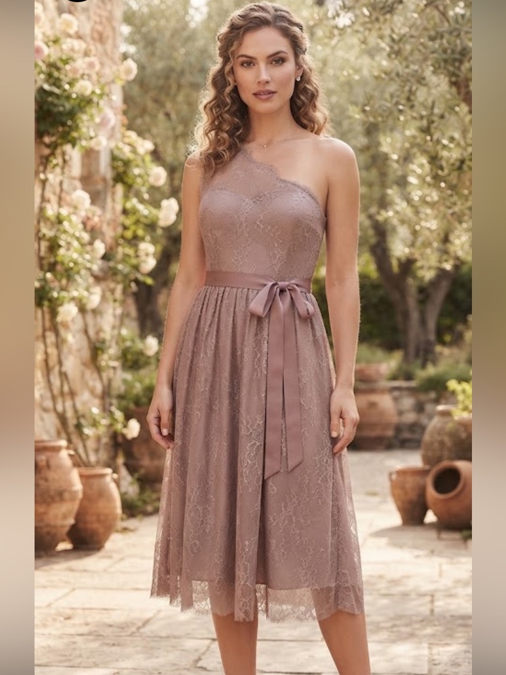 Va et Vien one shoulder puce lace dress 4